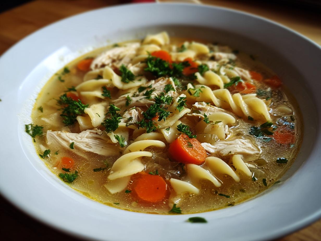 Chicken noodle soup from scratch