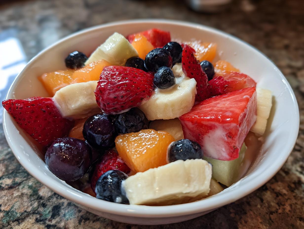 Fruit salad with yogurt dressing