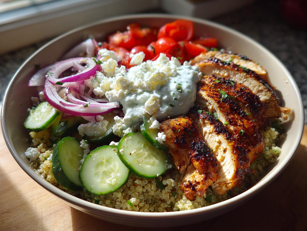 Greek chicken bowls