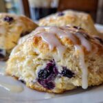 Lemon blueberry scones with glaze