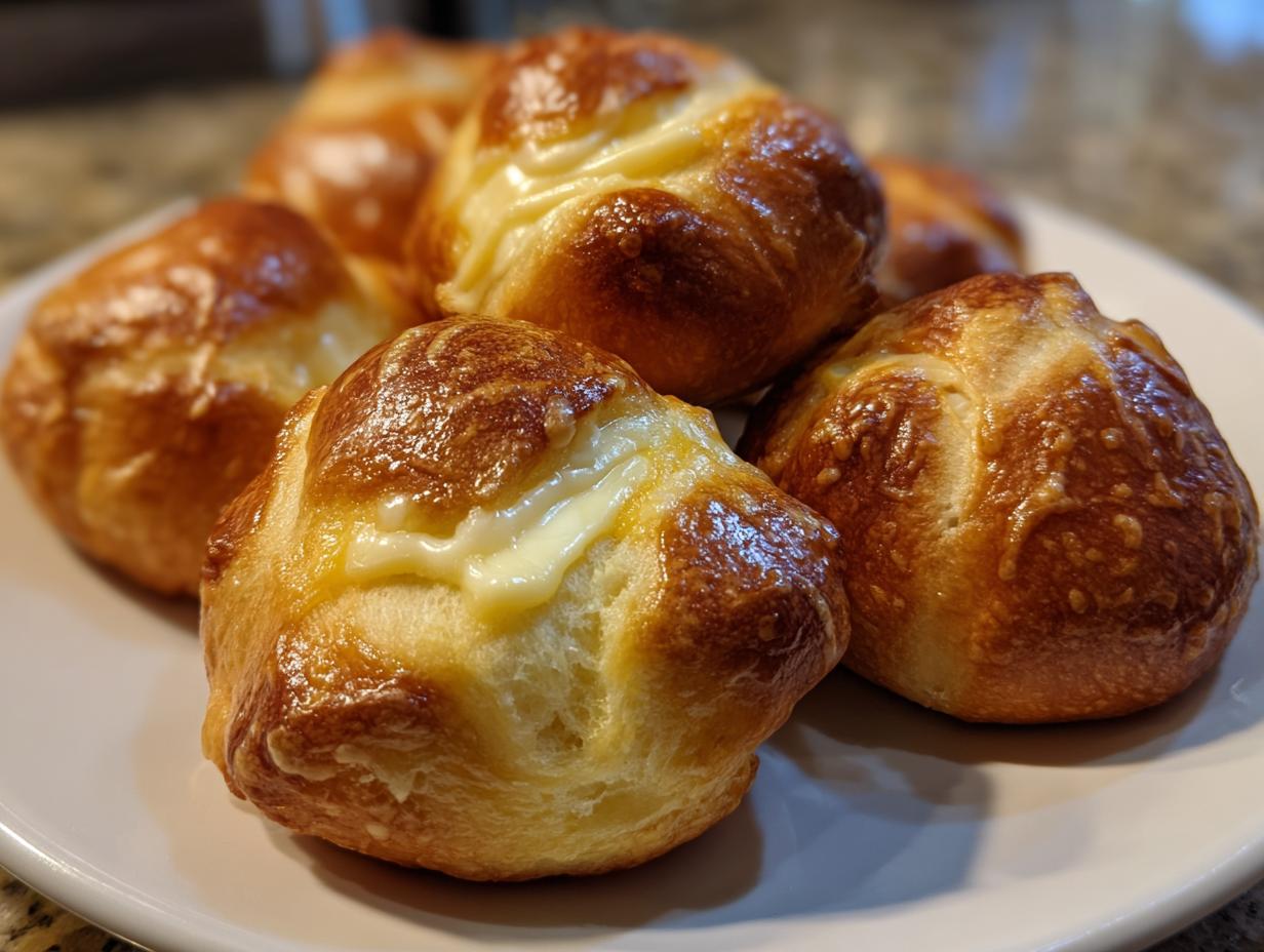 Pretzel bites with cheese sauce