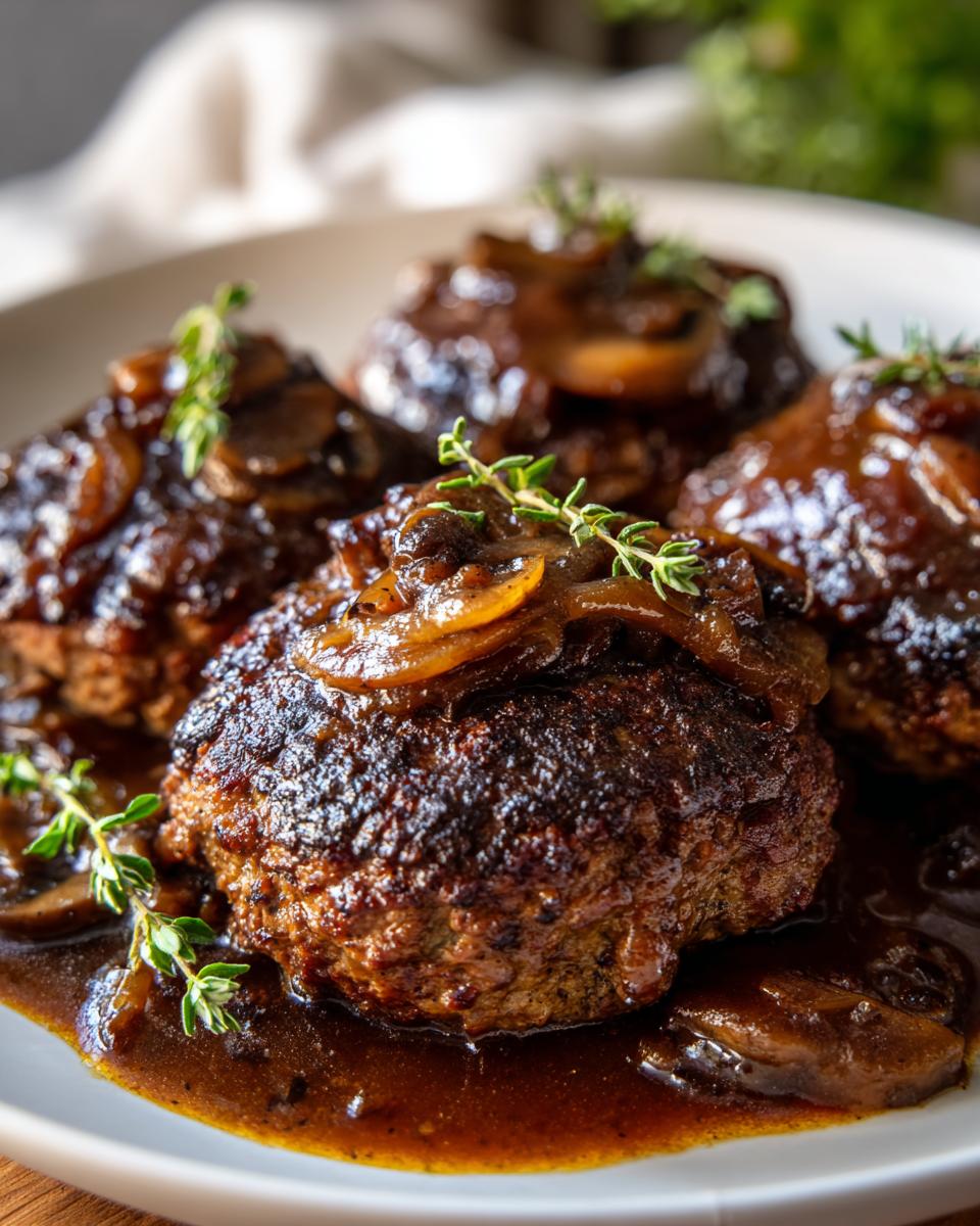 Salisbury steak with mushroom gravy - detail 2