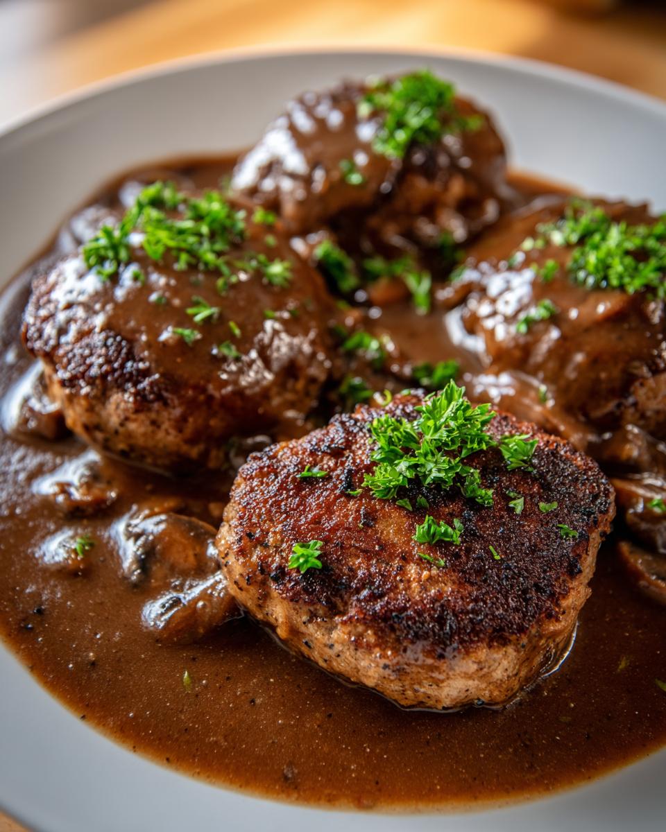 Salisbury steak with mushroom gravy - detail 3