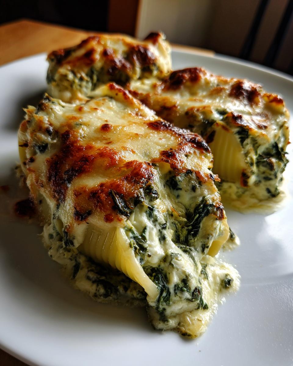 Spinach artichoke stuffed shells - detail 3