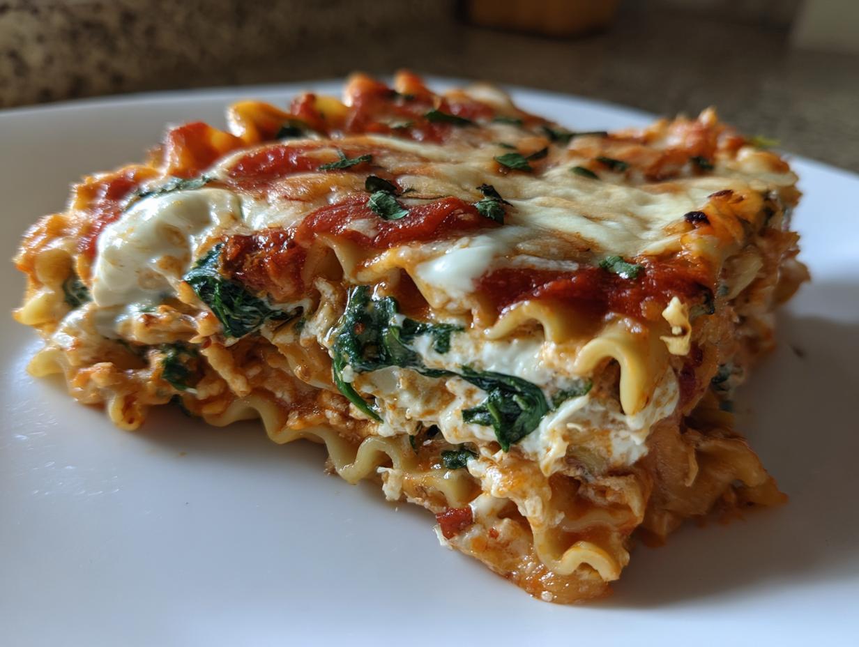 Vegetarian lasagna with spinach